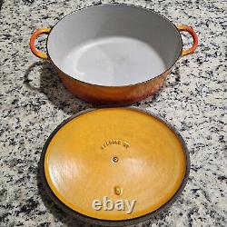 Vintage Le Creuset Dutch Oven With Lid Orange Flame G 7.25 Qt