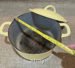 Vintage Le Creuset Dutch Oven withlid, Sauce Pan #16 withlid, 2 Skillets, Yellow