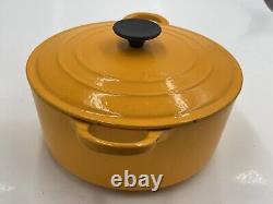 Vintage Le Creuset #E Cast Iron/Enamel Dutch Oven/Lid -Yellow Elysees 4.5 Quart