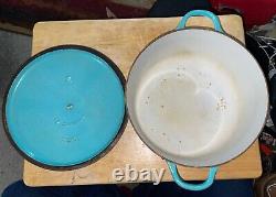 Vintage Le Creuset Enameled Cast Iron Dutch Oven E Robin Egg Blue Shown