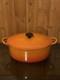 Vintage Le Creuset Flame C Orange Enamel Cast Iron Oval Dutch Oven 9 X 7 Inches