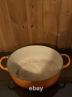 Vintage Le Creuset Flame C Orange Enamel Cast Iron Oval Dutch Oven 9 X 7 Inches