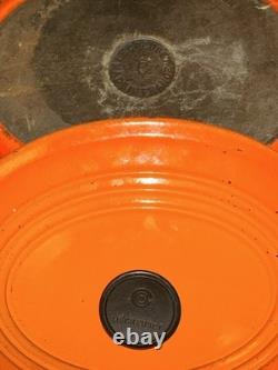 Vintage Le Creuset Flame C Orange Enamel Cast Iron Oval Dutch Oven 9 X 7 Inches