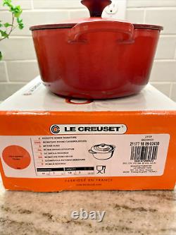 Vintage Le Creuset France 18 cm, 2 Qt Enamel Cast Iron Round Dutch Oven Red