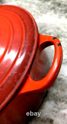 Vintage Le Creuset France 18 cm, 2 Qt Enamel Cast Iron Round Dutch Oven Red