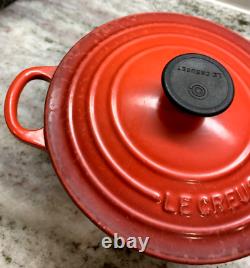 Vintage Le Creuset France 18 cm, 2 Qt Enamel Cast Iron Round Dutch Oven Red