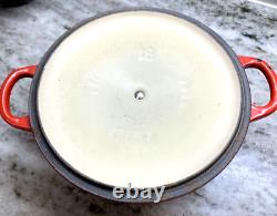 Vintage Le Creuset France 18 cm, 2 Qt Enamel Cast Iron Round Dutch Oven Red