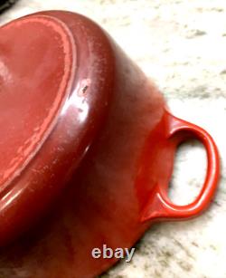 Vintage Le Creuset France 18 cm, 2 Qt Enamel Cast Iron Round Dutch Oven Red