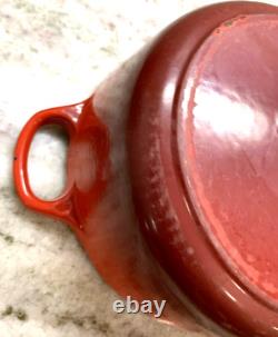 Vintage Le Creuset France 18 cm, 2 Qt Enamel Cast Iron Round Dutch Oven Red