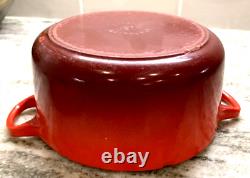 Vintage Le Creuset France 18 cm, 2 Qt Enamel Cast Iron Round Dutch Oven Red