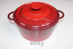 Vintage Le Creuset France #26 Round Dutch Oven 5.5 Qt Red Enamel Cast Iron