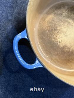 Vintage Le Creuset France Blue Dutch Oven Cast Iron Pot Cookware NO LID As Is
