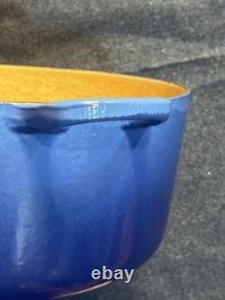 Vintage Le Creuset France Blue Dutch Oven Cast Iron Pot Cookware NO LID As Is