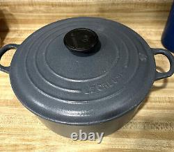 Vintage Le Creuset France Gray Enamel Cast Iron 4.5 QT Dutch Oven Pot & Lid #24