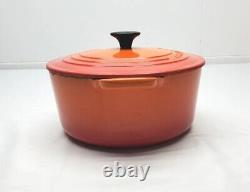 Vintage Le Creuset Round Orange Flame Dutch Oven 22 D 3.5 Quarts With Lid