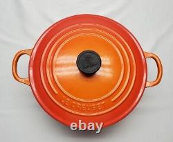 Vintage Le Creuset Round Orange Flame Dutch Oven 22 D 3.5 Quarts With Lid