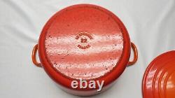 Vintage Le Creuset Round Orange Flame Dutch Oven 22 D 3.5 Quarts With Lid