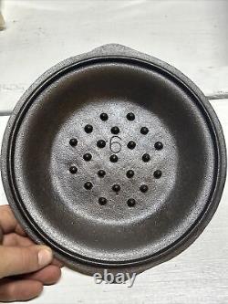 Vintage Lodge #6 Self Basting Lid Dutch Oven Cowboy Cast Iron Skillet Cover VHTF
