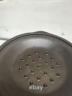 Vintage Lodge #6 Self Basting Lid Dutch Oven Cowboy Cast Iron Skillet Cover VHTF