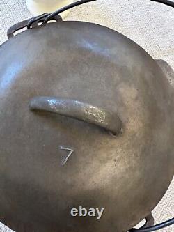 Vintage Lodge #7 Cast Iron Dutch Oven with Basting Lid and Wire Handle