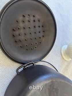 Vintage Lodge #7 Cast Iron Dutch Oven with Basting Lid and Wire Handle