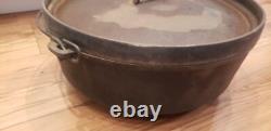 Vintage Lodge Large Cast Iron Dutch Oven Pot 14 C O with Lid 14 Inch 3 Leg