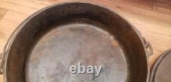 Vintage Lodge Large Cast Iron Dutch Oven Pot 14 C O with Lid 14 Inch 3 Leg