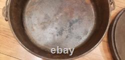 Vintage Lodge Large Cast Iron Dutch Oven Pot 14 C O with Lid 14 Inch 3 Leg