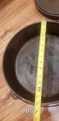 Vintage Lodge Large Cast Iron Dutch Oven Pot 14 C O with Lid 14 Inch 3 Leg