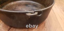 Vintage Lodge Large Cast Iron Dutch Oven Pot 14 C O with Lid 14 Inch 3 Leg