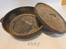 Vintage Lodge Large Cast Iron Dutch Oven Pot 14 C O with Lid 14 Inch Footed
