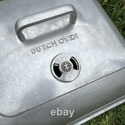 Vintage MONARCAST Dutch Oven Cast Aluminum Large 15x15x5.5 Lid And Insert
