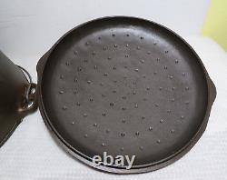 Vintage No. 10 Cast Iron Dutch Oven Pot with Lid & Bail Handle 12 5/8 Made USA