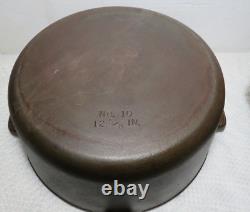 Vintage No. 10 Cast Iron Dutch Oven Pot with Lid & Bail Handle 12 5/8 Made USA