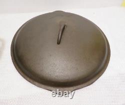 Vintage No. 10 Cast Iron Dutch Oven Pot with Lid & Bail Handle 12 5/8 Made USA