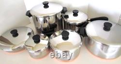 Vintage Revere Ware Copper Clad Lot 12 Pcs. Pots, Dutch Oven, Skillet + Lids USA