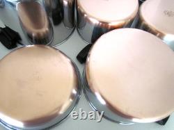Vintage Revere Ware Copper Clad Lot 12 Pcs. Pots, Dutch Oven, Skillet + Lids USA