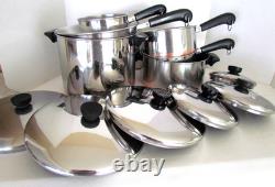 Vintage Revere Ware Copper Clad Lot 12 Pcs. Pots, Dutch Oven, Skillet + Lids USA