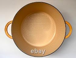 Vintage Round Dutch Oven with Lid, 5QT. Yellow Enameled Cast Iron, Made in France