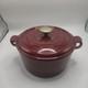 Vintage Staub Cast Iron 5-qt Dutch Oven Cranberry, Pre-owned Enamel Coated