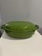 Vintage Sur La Table Large Cast Iron Pot With Lid Green Oval Dutch Oven