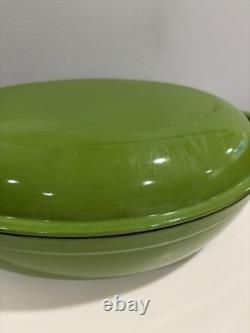 Vintage Sur La Table Large Cast Iron Pot With Lid Green Oval Dutch Oven