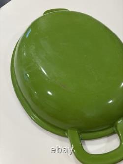 Vintage Sur La Table Large Cast Iron Pot With Lid Green Oval Dutch Oven