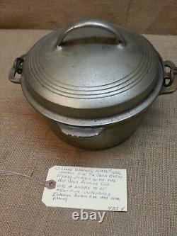 Vintage Wagner Ware #1266 Small Size #6 Dutch Oven Art Deco Lid