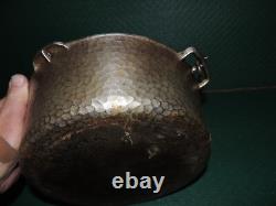 Vintage Wagner Ware H. S. 1268 No. 8 Hammered Nickel Plated Cast Iron Dutch Oven