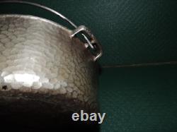 Vintage Wagner Ware H. S. 1268 No. 8 Hammered Nickel Plated Cast Iron Dutch Oven