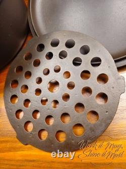 Vollrath #8 Vintage Restored Cast Iron Dutch Oven 3-Piece (Base, Trivet, Lid)