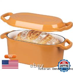 Vorringard Oval Dutch Oven Pot Lid Enamel Coating Cast Iron Bread Pans For