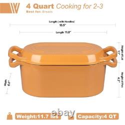 Vorringard Oval Dutch Oven Pot Lid Enamel Coating Cast Iron Bread Pans For