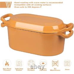 Vorringard Oval Dutch Oven Pot Lid Enamel Coating Cast Iron Bread Pans For